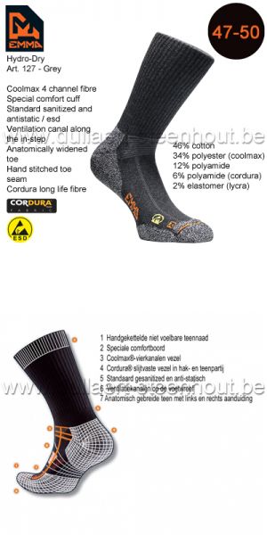 Emma - CHAUSSETTES HYDRO-DRY WORKING 127 / GRIS / 47-50