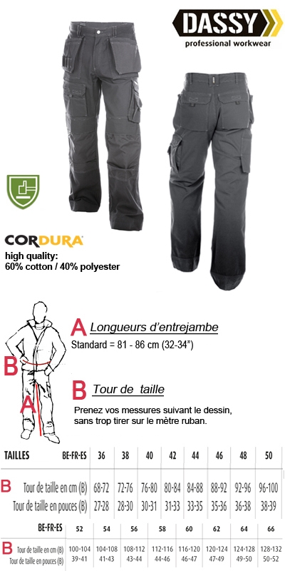 Texas (200595) Pantalon multi-poches en canvas avec poches genoux / gris