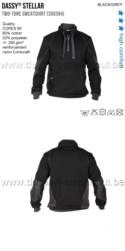 DASSY® Stellar (300394)  Sweat-shirt bicolore noir/gris