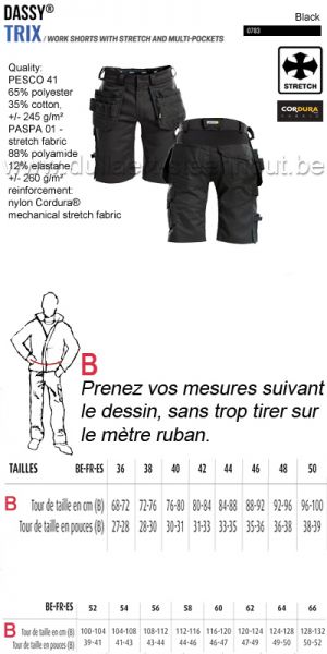 DASSY® Trix (250083) Bermuda de travail multi-poches avec stretch - noir