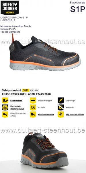 Safety Jogger Sneaker sportive légère LIGERO2 S1P LOW S1 P - noir/orange