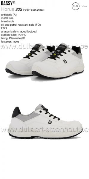DASSY® Horus S3S FO SR ESD (25595) Chaussure de sécurité tige basse - blanc 0102