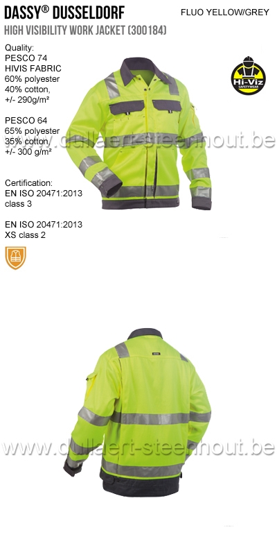 DASSY® Dusseldorf (300184) Veste haute visibilité - jaune fluo/gris