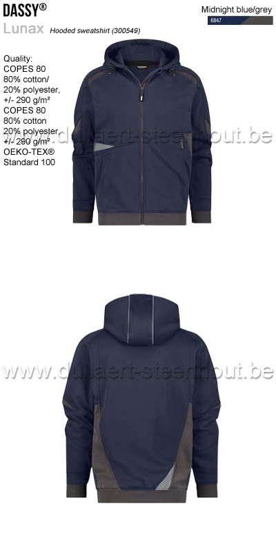 DASSY® Lunax (300549) Sweat-shirt à capuche - bleu nuit/gris